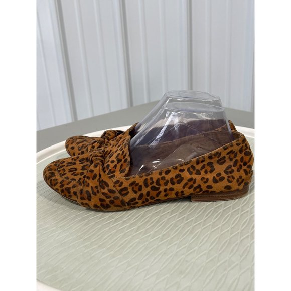 Maurices Bianca Leopard Print Front Knot Flats Womens 8 Slip-On Faux Suede Tan - Picture 6 of 10